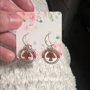 Charming Mushroom Earrings in Gold and Brown
